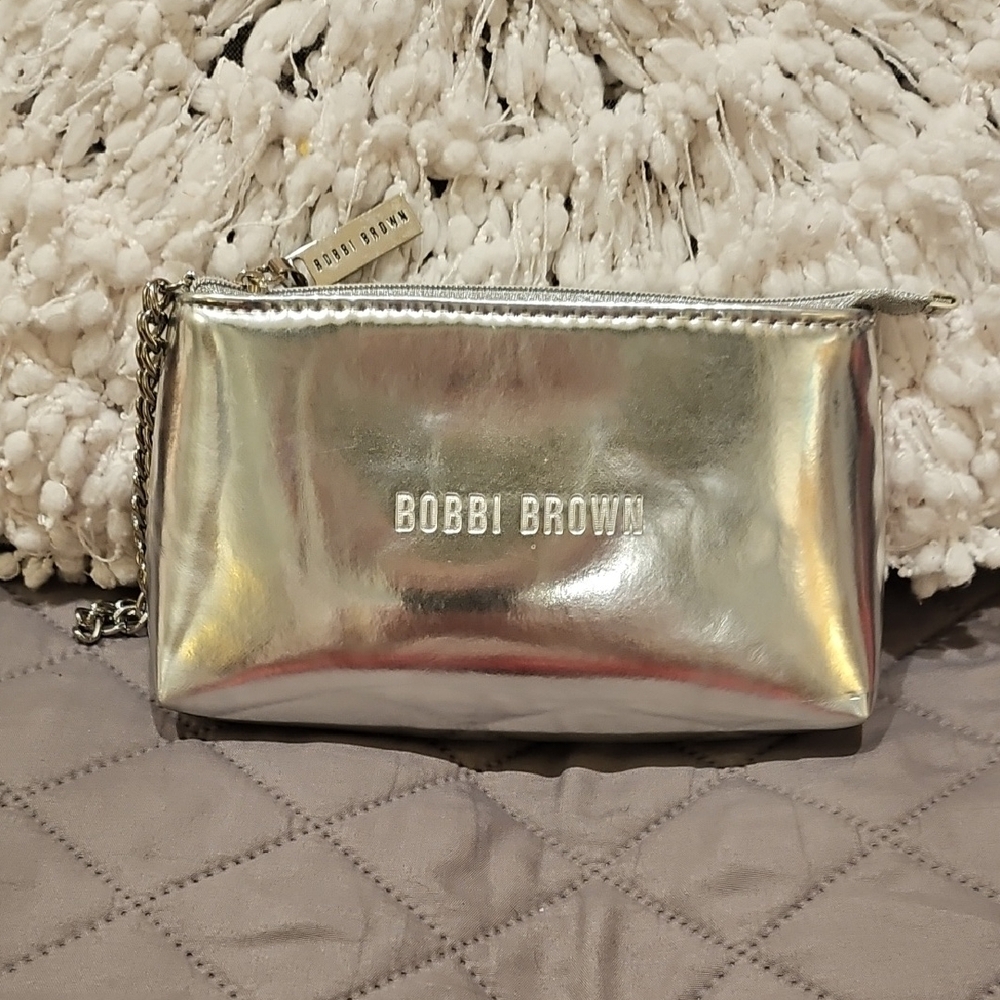 Bobbi Brown Silver Metallic Cosmetic Case Wristlet